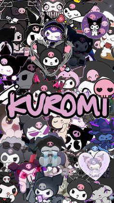 a bunch of stickers that say kuromi