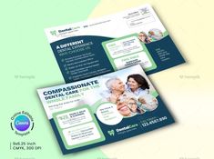 two medical flyer templates with an image of the same person on one side and another in