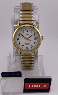 Timex Indiglo Ladies 2 Tone Stainless Steel Date Watch Dainty Classic NEW  | eBay