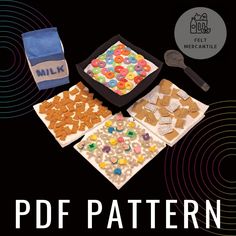 a book cover with different types of cookies and candies on it, next to a cookie sheet