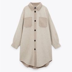 Nwt Zara Women Wool Blend Waffle Knit Overshirt Light Camel 5854/233 Size S Grown Women, Round Neck Dresses, Pleated Midi Dress, Zara Jackets, Zara Women, Waffle Knit, Fashion Pictures, Cream White, Wool Blend