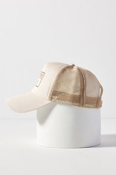 Cotton, polyester Spot clean Imported | Cowboy Hat Trucker Hat by Worn/West in Beige, Women's, Polyester/Cotton at Anthropologie Cowboy Hat Trucker Hat, Western Trucker Hats, Trendy Trucker Hats, Cowboy Hat, 50 Fashion, Trucker Hats, Cowboy Hats, Color Coding, Trucker Hat