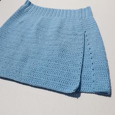 shopdigitalgirl crochet mini skirt in light blue size large Crochet Mini Skirt, Crochet Bottoms, Crochet Skirt Pattern, Crochet Crop Top Pattern, Mode Crochet, Crochet Skirts, Baby Blue Color, Crochet Clothing And Accessories, Crochet Design Pattern