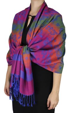 Brand: Peach Couture Features: Bright and tropical Feathers stand out beautifully on these pashmina wrap scarves Extremely soft and silky for a luxurious look and feel. Features a rainbow fringe at each end of the scarf.For a fun and exciting addition to your closet. Product Dimensions (IN): 27" X 72" Details: New by Peach Couture (Peach Couture a registered Trademark). All over Rainbow colored Tropical Themed Pashmina with a 2" fringe trim on both ends, this timeless scarf wrap is the best way Rainbow Fringe, Baby Blue Weddings, Paisley Shawl, Pashmina Wrap, Toddler Size Chart, Leopard Print Scarf, Wrap Shawl, Summer Scarves, Pashmina Shawl