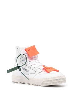 3.0 Off Court high-top sneakers from OFF-WHITE featuring white/multicolour, calf leather, panelled design, logo patch to the front, signature Arrows motif, perforated detailing, logo print to the side, signature Zip Tie tag, round toe, front lace-up fastening, branded insole and ridged rubber sole. Due to the dyeing process used, this product must not come into contact with water.. Size Info IT Color Detail White Made In Italy Material Outer: Calf Leather 100%, Fabric 100% Lining: Calf Leather 1 Off White Sneakers, Latest Fashion Design, Travel Tote Bag, Crossbody Tote Bag, Zip Ties, Moon Boots, Blazer With Jeans, Crossbody Tote, Sneaker Brands