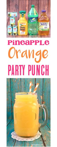 an orange party punch in a mason jar