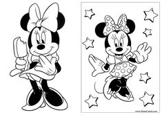 mickey and minnie mouse coloring pages for kids to print on the back of their shirts