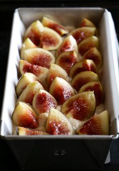 sliced figs in a baking dish ready to be eaten