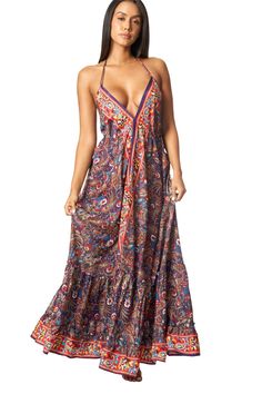 Cute Positano Maxi Dresses - La Moda Boho Resort & Swimwear V-neck Boho Print Sundress For Beach Season, Hippie Boho Print V-neck Dress, Patterned V-neck Midi Dress For Beach, Bohemian V-neck Midi Dress With Vibrant Print, V-neck Midi Dress With Paisley Print For Beach, Hippie Boho Dress For Beach Cover-up, Summer Boho Print Maxi Dress, Summer Boho Print Patterned Maxi Dress, Boho Print V-neck Beach Dress