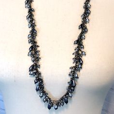 Hematite Chain Necklace With Varying Gray And Black Pearl And Crystal Beads. Beautiful Paired With Your Favorite Dress, Blouse, Sweater Or Over A Scarf For The Fall, As Shown (See Last Photo!) *Scarf Not Included, Posted Only For Styling Suggestion Elegant Gray Jewelry With Beaded Chain, Elegant Beaded Hematite Necklace, Elegant Silver Hematite Beaded Necklaces, Gray Beaded Necklace For Party, Silver Long Beaded Necklace With Black Beads, Gray Beaded Necklaces For Party, Elegant Gray Faceted Beads Necklace, Elegant Gray Necklace With Faceted Beads, Sophia Black