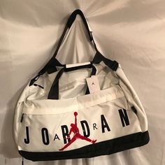 Pre-Owned Item. All My Items Are Kept In A Smoke-Free, Pet-Free Facility. Please Take The Time To View Some Of My Other Items. Many Are New With & With Out Tags. Any Questions Please Contact Me. Thank You. ***Length (30 Ins) Wide (18 Ins)*** Jordan Air, Duffel Bags, Side Bags, Jordans For Men, Duffel Bag, Gym Bag, Full Length, White And Black, Jordan