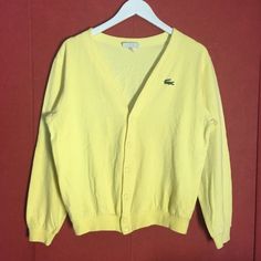 vintage 80ssweatshirt jacket pastel yellow Lacoste popper button size 16 Xs  Fits best girl /boy 150-165cm xs Casual Yellow Crew Neck Cardigan, Yellow Long Sleeve Casual Cardigan, Casual Yellow Cotton Cardigan, Casual Yellow Sweater With Button Closure, Yellow Casual Cardigan With Buttons, Casual Yellow Cardigan With Buttons, Yellow Long Sleeve Sweater With Button Closure, Classic Yellow Long Sleeve Cardigan, Indian Summer Dress