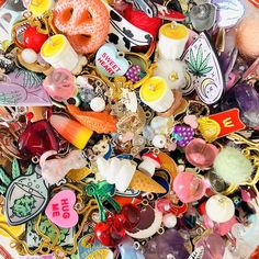 a pile of assorted buttons and other items