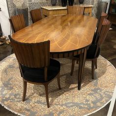 a round table with chairs around it