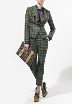 tailored silk tartan suit. Please like http://www.facebook.com/RagDollMagazine and follow @RagDollMagBlog @priscillacita Tartan Suit Women, Vivienne Westwood Tartan Dress, Plaid Single-breasted Suits For Tailoring, Gordon Dress Tartan, Vivienne Westwood Tartan Corset, Masculine Style, Country Fashion