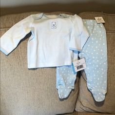 Nwt! Blue Long Sleeve With Footed Pants, Adorable Teddy Bear And Star Accents, Too Cute! Girls Holiday Party, Sweats Outfit, Nightgown Sets, Headband Outfit, Santa Suits, Baby Christmas Outfit, Girls Tie, Thanksgiving Outfit, Sweaters And Leggings