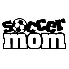 the soccer mom logo is shown in black and white