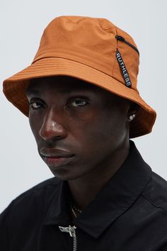 Available In Rust. One Size Zip Pocket Detail Imported | Mens Zip It Bucket Hat in Rust by Fashion Nova Bucket Hat For Men, Mens Bucket Hats, Hat For Men, Stylish Hats, Bucket Hats, Mens Activewear, Matching Dresses, Pocket Detail, Hats For Men