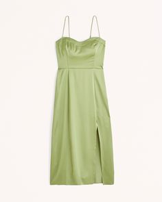 Women's The A&F Camille Midi Dress | Women's Clearance | Abercrombie.com Silk Midi Dress With Adjustable Straps For Party, Silk Party Midi Dress With Adjustable Straps, Midi Slip Dress With Fitted Bodice For Night Out, Fitted Bodice Midi Slip Dress For Night Out, Fitted Bodice Midi Length Slip Dress For Night Out, Satin Midi Dress With Adjustable Straps, Spring Midi Dress With Straight Neckline In Satin, Midi Length Satin Slip Dress With Adjustable Straps, Satin Dress With Adjustable Straps For Date Night