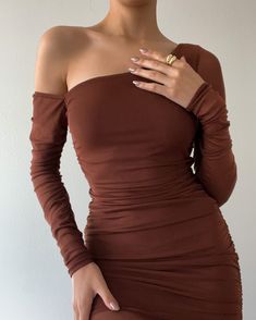 This beautiful After Hours Mini dress is exactly what you were looking to wear to your next event! The ruched design creates a flattering silhouette that is sure to turn heads. The long sleeves and mini length provide coverage, while the deep brown hue gives a chic and timeless look. This dress is so versatile and can easily be dressed up or down depending on the occasion. Whether you're looking for an outfit for a special event or for a casual day out, this dress is the one for you. More detail Deep Brown, After Hours, The Deep, Special Event, Are You The One, Special Events, Dress Up, Long Sleeves, Mini Dress