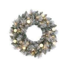 a christmas wreath with lights on it