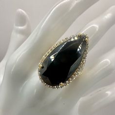 Akkad Black Glass Rhinestone Pear Shaped Cocktail Ring Nwt Gold Tone Stunning And Elegant Comes With Box Snd Paperwork- Would Make A Great Gift! Very Open To Reasonable Offers - I Always Try To Accept Offers Or Counter Or Work With You On An Amount That Works For Both Of Us :) Bundle To Save - The More You Bundle, The Bigger The Discount 5 Star Seller Same Or Next Day Shipping I Include A Gift On 3+ Bundles Please See Photos. They Are Part Of The Description Happy To Answer Any Questions- I Am U Black Rhinestone, Cocktail Ring, Black Glass, Womens Jewelry Rings, Cocktail Rings, Pear Shaped, 5 Star, Pear, Gold Tones