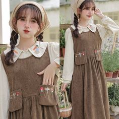 Mushroom Embroidered Corduroy Cottagecore Pinafore Dress / Shirt Cottagecore Pinafore, Embroidered Corduroy, Cottagecore Fashion, Dress Cottagecore, Custom Made Clothing, Sleeveless Bodysuit, Pinafore Dress, One Piece Bodysuit, Overalls Women