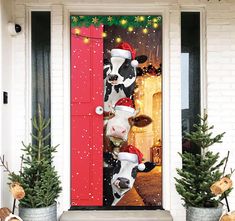 PRICES MAY VARY. Large Size: 6.6 x 3.0 ft (2.0 m height x 0.9 m width ), huge and stunning. Great Christmas Door Banner Decoration: This item is perfect for Christmas holiday decoration; fit for photography, pictures, photo booth, home decorations, wallpaper, curtain, tablecloth, wall background scene or decoration, it will adds an extra touch to Christmas party theme. High Quality: High definition printing ensures your banner has the brightest color. It is a type of fabric, not plastic, made fr Christmas Door Cover, Funny Cows, Door Wraps, Door Covers, Christmas Farm, Christmas Cover, Cows Funny, Door Cover, Christmas Gift Decorations