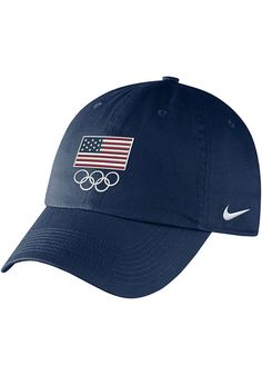 This Team USA Navy Blue Adjustable Hat features a front official USA olympic team logo. Nike H86 Relaxed-Fit Adjustable Hat, High-density embroidery for front logo and Swoosh, Adjustable strap back closure, Washed fabric gives hat a soft, distressed look, Adjustable Closure, Cotton material, Cotton, Wipe clean with cloth or cleaning kit, 4 Nike Adjustable Dad Hat With Curved Brim, Nike Adjustable Dad Cap, Adjustable Nike Baseball Cap, Nike Sporty Adjustable Hat, Nike Cotton Adjustable Baseball Cap, Nike Adjustable Baseball Cap For Sports Events, Nike Adjustable Baseball Cap For Sports, Nike Outdoor Hat With Curved Visor, Nike Baseball Cap, One Size Fits Most