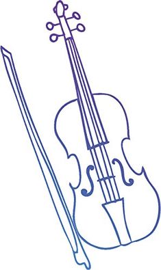 a drawing of a violin and bow