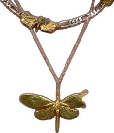 Ethereal Handmade Gold Necklaces, Unique Butterfly Charm Pendant Necklace, Unique Pendant Necklace With Butterfly Charm, Gold Butterfly Jewelry For Festival, Gold Fantasy Pendant Necklace, Gold Pendant Fantasy Necklace, Gold Pendant Necklace In Fantasy Style, Ethereal Gold Pendant Necklace, Festival Butterfly Charm Necklaces