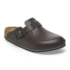 A BIRKENSTOCK® icon retooled to help you get the job done. The Boston Pro clog provides on-your-feet functionality from top to bottom—a fluid-resistant leather upper slip-resistant TPU outsole and pronounced tread reimagines the style with safety in mind. Featuring trusted BIRKENSTOCK® design elements like a contoured cork-latex footbed that supports you through long hours on your feet. Contoured cork-latex footbed creates custom support with wear Fluid-resistant PU-coated natural leather upper Super Birki, Birkenstock Styles, Two Strap Sandals, Outdoor Sandals, Calf Muscles, Birkenstock Boston, Boots And Sneakers, Clogs Shoes, Uk Fashion