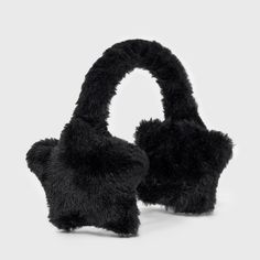 Star-shaped earmuffs from Wild Fable™ in black. Feature a fuzzy faux-fur construction made from recycled polyester. Adjustable design and pull-on style allow for easy and comfortable wear. If you're not satisfied with any Target Owned Brand item, return it within one year with a receipt for an exchange or a refund. Wild Fable™: A look for every story. Cute Accessories For School, Ear Muffs Aesthetic, Black Wishlist, Gloomy Bear Earmuffs, Star Earmuffs Crochet, Cute Ear Muffs, Earmuffs Png, Fuzzy Hats, Star Earmuffs