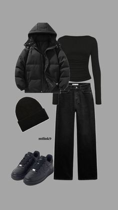 a black outfit, beanie and sneakers are featured in this fashion ad for guccini's