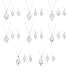 PRICES MAY VARY. ◆JEWELRY SET SIZE◆ The Necklace Chain Long 18"+2" Extender(45.7-50.8 CM) with Lobster Clasp,Pendant Size: 39*17 MM（1.5*0.69"）,The Earrings Size: 37*13.5 MM（1.42*0.54",Including ear hook）,Total Weight:Approx 10.8 Grams(Net Weight Of a Set Of Products).（NOTE: Manual Measured, There Will Be A Little Different.Please Understand! ） ◆PRODUCT ATTRIBUTE◆ These Jewelry are Made of High Quality Eco-Friendly Alloy,18k Gold or Rose Gold or Silver Plated with Clean Crystal and Rhinestone.Hig Silver Jewelry Sets For Bridesmaids, Trending Necklaces, Bridesmaid Jewelry Sets, Women Necklace, Proposal Gifts, Bridesmaid Necklace, Necklace And Earring Set, Gifts For Your Mom, Ear Hook