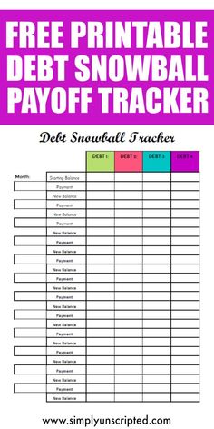 the printable debt snowball payoff tracker