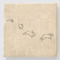 an image of rabbits running in the air on a piece of paper that has been drawn onto it