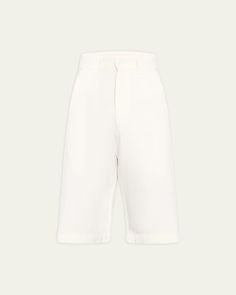 Labo.Art "Rob" Bermuda shorts in cotton and linen    Regular rise    Flat front    Side slip pockets    Back welt pockets    Relaxed leg    Buttonzip front; belt loops    Cotton/linen    Made in Italy White Bermuda Shorts With Pockets For Work, Classic White Shorts With Belt Loops, White Workwear Shorts With Belt Loops, Classic Wide Leg Cotton Shorts, Relaxed Fit Linen Shorts With Belt Loops, Linen Relaxed Fit Shorts With Belt Loops, Modern White Short Bottoms, Modern High-waisted Shorts With Pockets, Classic Short Linen Bottoms