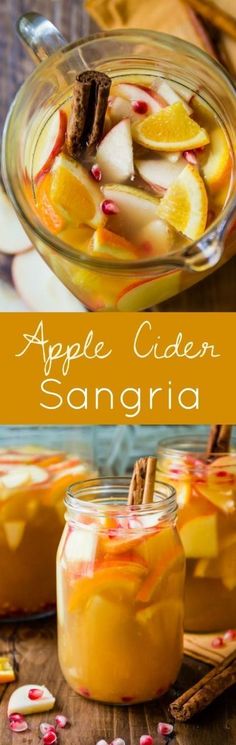 an apple cider sangria in a glass jar