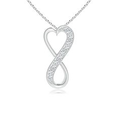 Designed with a hidden bale, this contemporary pendant features a heart frame that extends to form a stunning infinity. Shimmering diamonds partially accentuate the curves of this infinity heart pendant. It is skillfully crafted in platinum. Diamond Infinity Necklace, Tanzanite Pendant, Diamond Heart Pendant Necklace, Infinity Pendant, Infinity Heart, Heart Necklace Diamond, White Gold Chains, Heart Frame, Contemporary Pendant