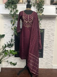 Silk 3 piece kurti set with embroidery at yoke. Beautiful set with gorgeous dupatta and comes with straight pant. Straight Kurta Sets With Resham Embroidery In Chinon, Chinon Straight Kurta Sets With Resham Embroidery, Dola Silk Straight Kurta Set With Resham Embroidery, Dola Silk Sets With Resham Embroidery, Straight Kurta Style, Semi-stitched Palazzo Set With Straight Kurta In Dola Silk, Resham Embroidery Dola Silk Straight Kurta Set, Straight Kurta Salwar Kameez With Embroidered Border, Festive Straight Kurta Sets With Embroidered Border, Diwali Embroidered Palazzo Set With Straight Kurta