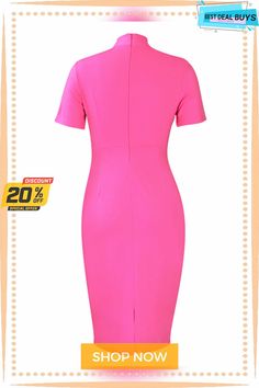 Short Sleeve Tie Up Bodycon Midi Dress Spring Short Sleeve Slim Fit Bodycon Dress, Pink Bodycon Dress For Office, Summer Bodycon Dress For Work, Summer Bodycon Dress For Office, Pink Knee-length Bodycon Dress For Office, Fitted Pink Midi Dress For Work, Pink Midi Bodycon Dress For Work, Fitted Pink Mini Dress For Office, Pink Stretch Midi Dress For Work