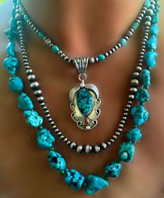 💙🍃You are looking at a stunning turquoise nugget  necklace that is adjustable between 21" and 23"! There is a smooth, round, small,  green bead that separates each blue larger nugget. This is a very cool necklace. Make it part of your Southwestern lineup ⭐️⭐️Stones and size will vary slightly in each pendant due to the fact that they are natural and this is a handmade item. Cheap Turquoise Necklace As A Gift, Cheap Turquoise Necklace For Gift, Luxury Multicolor Turquoise Necklace With Unique Style, Affordable Beaded Bohemian Turquoise Necklace, Luxury Artisan Untreated Turquoise Necklace, Luxury Unique Turquoise Necklace For Jewelry Making, Luxury Unique Turquoise Necklace With Stones, Cheap Bohemian Turquoise Necklace For Festivals, Luxury Artisan Turquoise Necklace