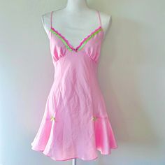 Betsey Johnson Babydoll Slip Excellent Condition Large But Looks Like It Could Fit Medium Also Pink With Green Satin Ribbon Details Ruffle Hem Ties In Back Fairy Coquette Fluttershy, Green Satin, Satin Ribbon, Ruffle Hem, Betsey Johnson, Women's Intimates, Pink And Green, Baby Dolls, Ribbon