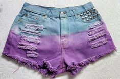 Edgy Jean Shorts For Summer Festivals, Summer Grunge High-waisted Shorts, Grunge Summer Festival Bottoms, Trendy Purple Jean Shorts For Summer, Summer Grunge Style Faded Bottoms, Trendy Faded Shorts For Summer, Mario Rosalina, Closet Clothes, Help Needed