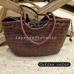 Pure Handmade Genuine TOP LAYER Cowhide Woven Leather Shoulder Bag, Vegetable Basket, Tote Bag, Mothers Day Gift, Everyday Bag, Holiday Bag - Etsy Vegetable Basket, Basket Tote, Holiday Bag, Coffee Colour, Woven Top, Everyday Bag, Cowhide Leather, Purses And Handbags, Leather Shoulder Bag