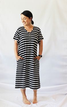 24-7 House Dress, the new mom wardrobe staple! Loose & comfortable for lounging, or dress it up to go out. Soft & light fabric, yet never sheer and POCKETS. Perfect for pregnancy, breastfeeding & beyond! Comfortable V-neck Relaxed Fit Dress, Casual Cotton Maxi Dress For Loungewear, Casual Maxi Dress With Relaxed Fit For Day Out, Casual Relaxed Fit Maxi Dress For Loungewear, Casual Maxi Maternity Dress, Casual Maxi Dress With Relaxed Fit For Loungewear, Comfortable Spring Loungewear Dresses, Black Short Sleeve Maxi Dress For Loungewear, Casual Loungewear Maxi Dress