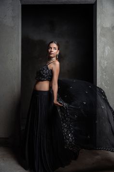 Bollywood Lehanga Set Black Wedding Reception Cocktail Party Wear Lehenga Choli Dupatta With Lace Work Ready to Wear Thee Piece Black Dress Item Contain - Lehanga Blouse Dupatta Sleeves : Sleeveless Color : Black Blouse Length : 15 Lehenga Length : 40 Model Height : 5.8'' Approx. Fit Type : Regular Fit Size - (XS), (S), (M), (L), (XL), (2XL) Size chart attached in images mentions garment measurements in inches. For any sizing queries or getting a customized fit, please message us on Etsy. WASH & Black Pre-draped Saree With Dupatta For Reception, Black Pre-draped Saree With Zari Work For Wedding, Traditional Lehenga With Unstitched Blouse For Evening, Traditional Evening Lehenga With Unstitched Blouse, Traditional Black Sharara For Evening, Traditional Lehenga With Dori Work For Evening, Anarkali Lehenga With Dori Work For Evening, Fitted Lehenga With Dori Work For Evening, Black Sharara With Zari Work For Evening