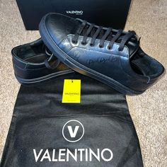 Brand New, Black With Gold Letters. Size Us9 But Runs Full Size Bigger. Make An Offer Valentino Sneakers, Sock Sneakers, Mens Shoes Black, Valentino Black, Valentino Shoes, Valentino Men, Leather Shoes Men, Gold Letters, Suede Sneakers