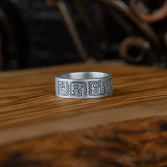 Aztec and Mayan Hieroglyphics Silver Band Ring, Ancient Unique Mens Ring in Sterling Silver, Aztec and Mayan Jewelry, Mythology Gift Ring * Gender : Female & Male      * Stamp: 925 Sterling Silver   * Finish: Oxidized - Polished - Gold Plated - PRODUCT DETAILS - * Ring Diameter: 0,80 Cm ( 0,31 Inches )  * Ring Weight: 10-11 Grams  * Ring Size: 5 US to 15 US   ADVICES * All our products are handmade and weights may vary  (-) 1,00 gram ( For USA Ring Size 11 ) * We recommend using the oxidized ver Symbolic Etched Rings For Promise, Symbolic Engraved Ring For Promise, Symbolic Etched Promise Ring, Symbolic Engraved Stamped Ring For Promise, Mayan Hieroglyphics, Mayan Jewelry, Ring For Boyfriend, Unique Mens Rings, Gothic Rings